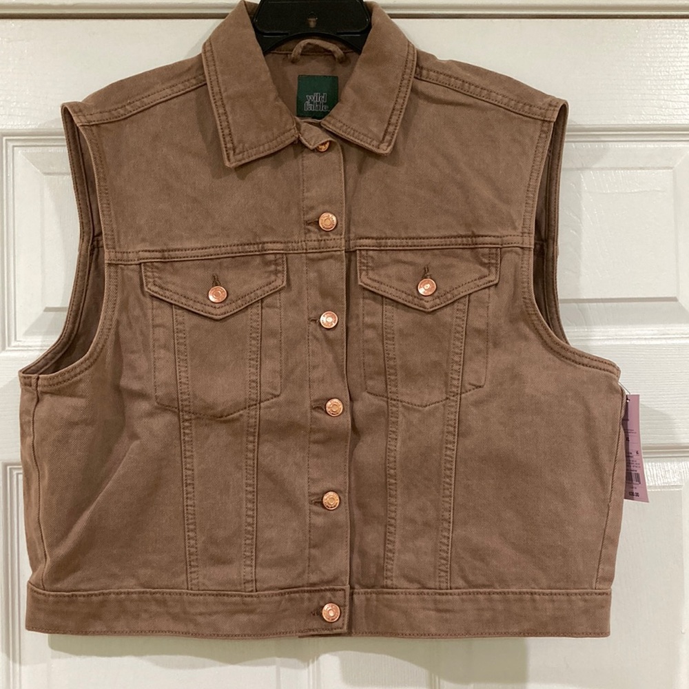 wild fable Brown Sleeveless Denim Vest